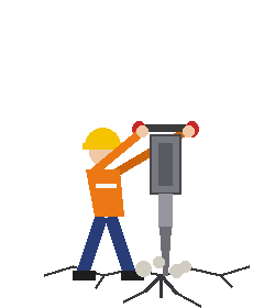 Construction worker with a jackhammer